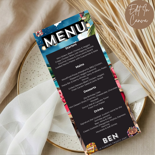 21st Birthday Menu