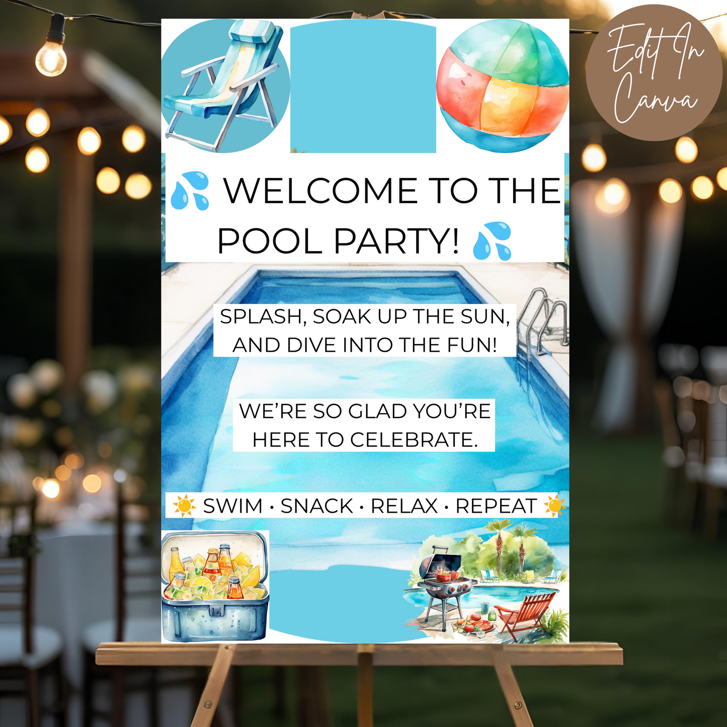 Pool Party Welcome Sign