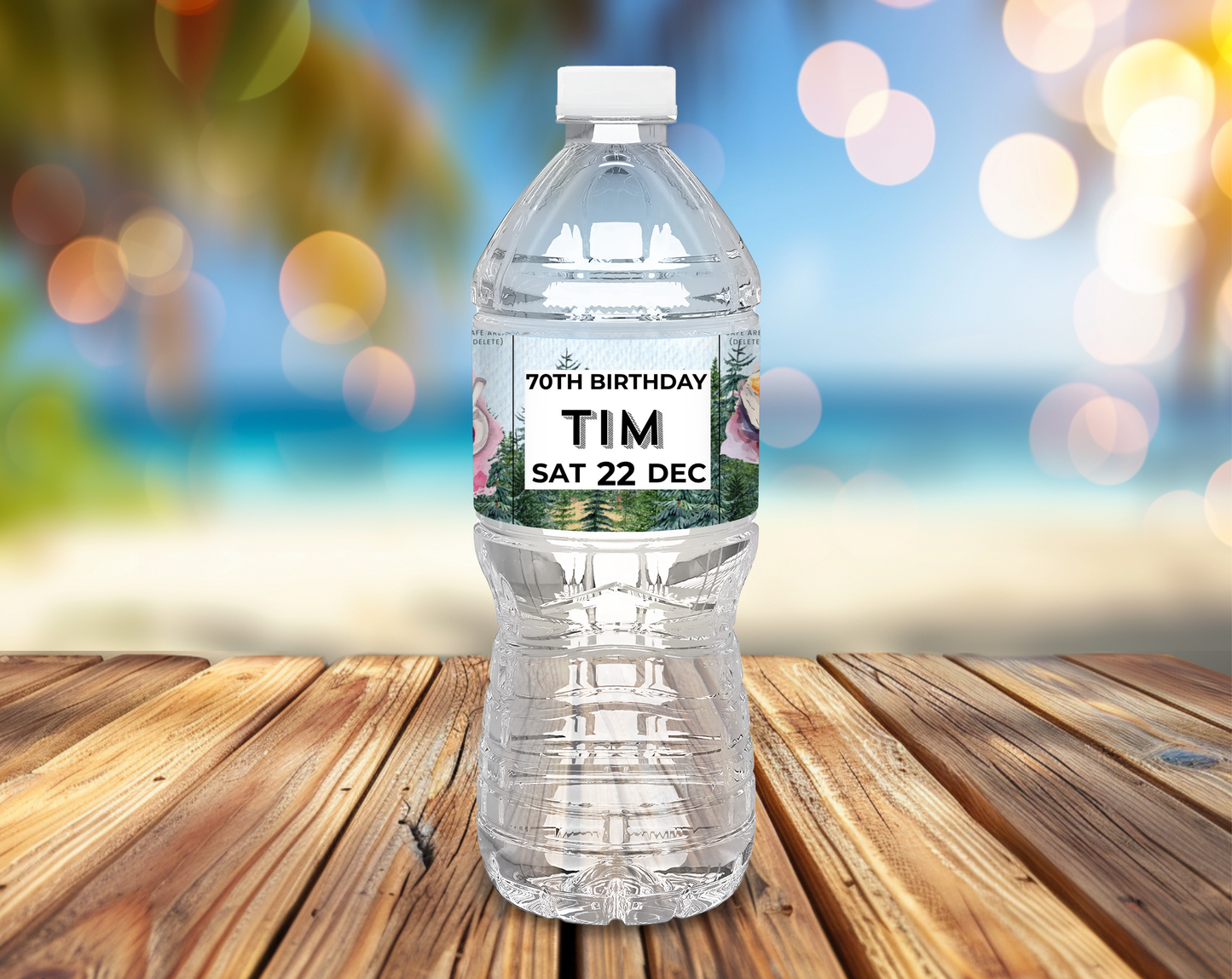 70th Birthday Water Bottle Label