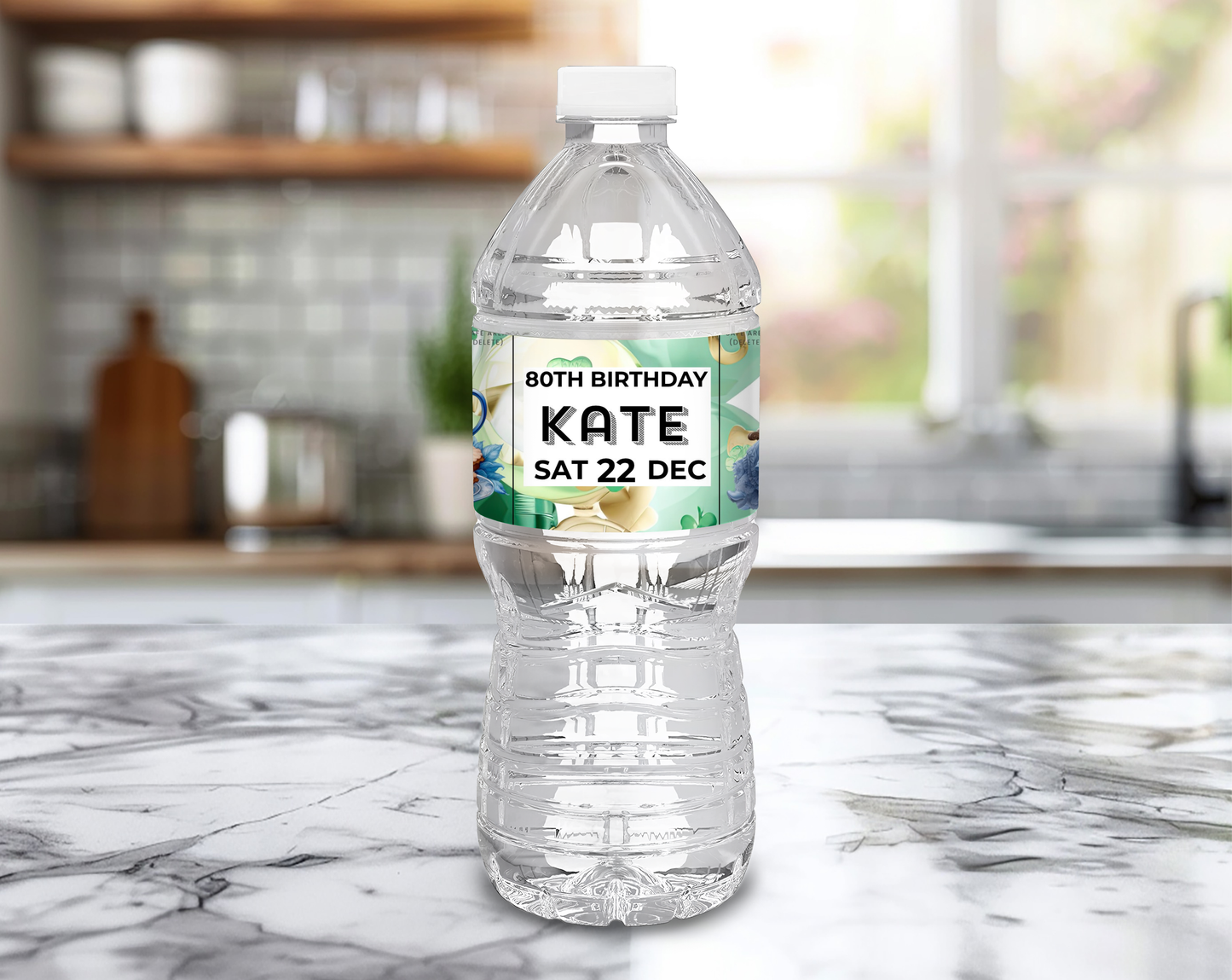 80th Birthday Water Bottle Label