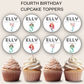 4th Birthday Party Cupcake Toppers Girl