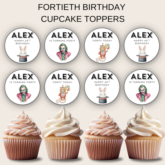 40th Birthday Cupcake Toppers Man