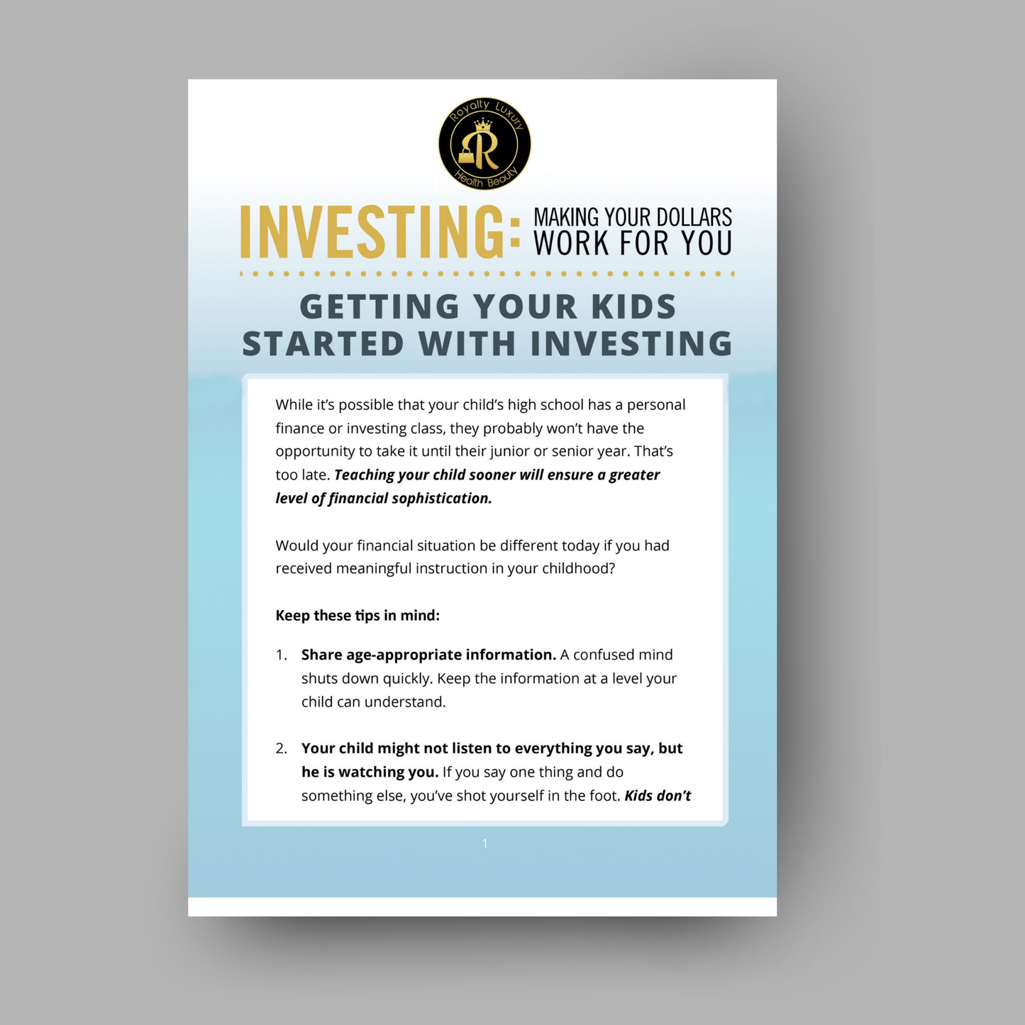 Investing making Your Dollars Work For You - Getting Started With Your Kids