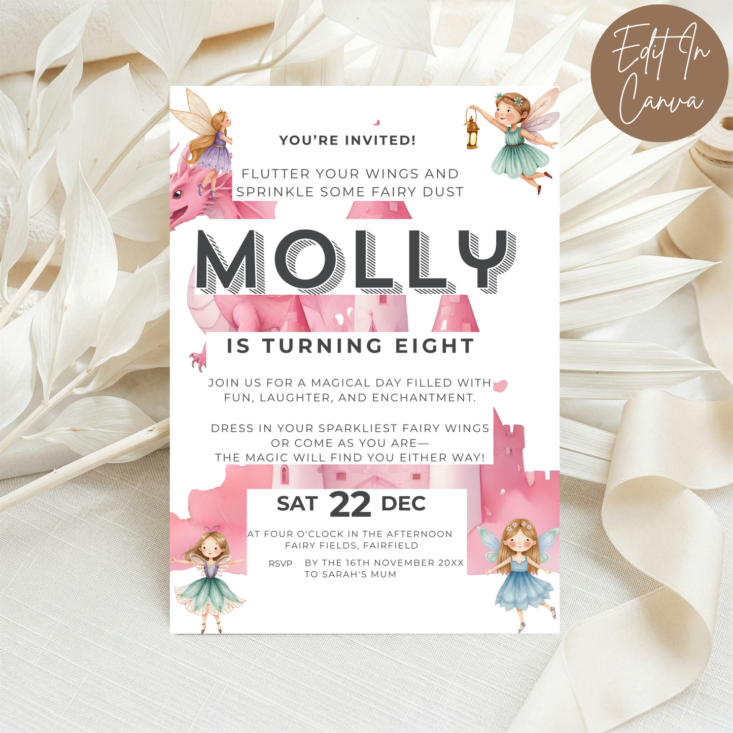 8th Birthday Invitation Female