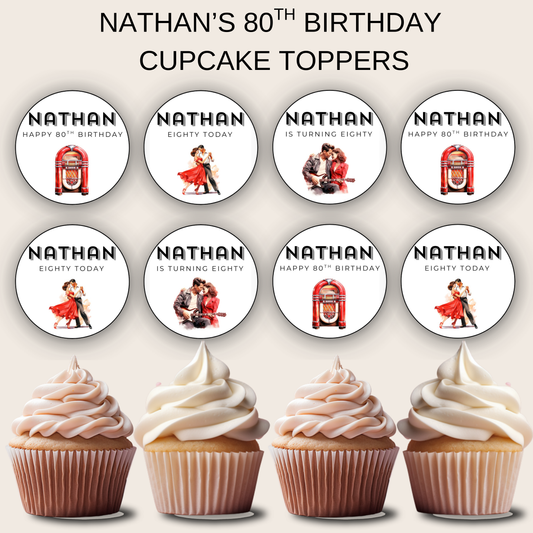 80th Birthday Cupcake Toppers Man