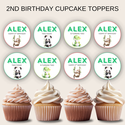 2nd Birthday Cupcake Toppers Boy