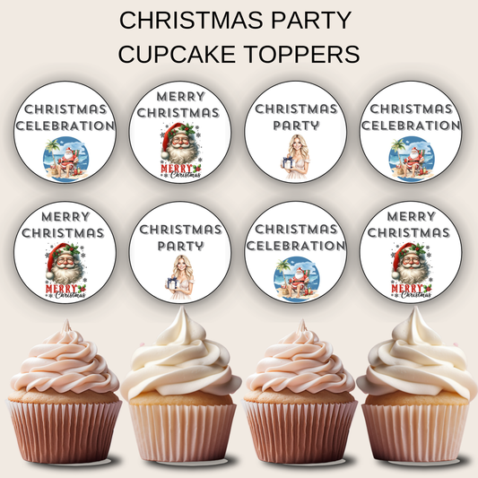 Christmas Party Cupcake Toppers