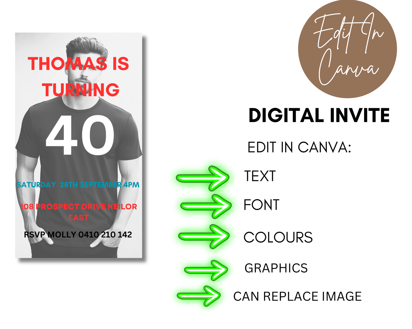 40th Birthday Invitation Classical