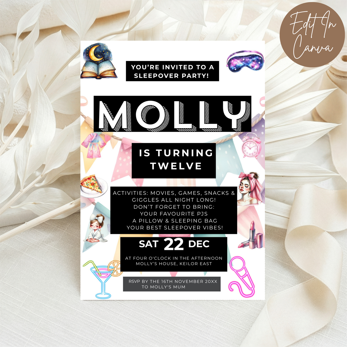 12th Birthday Invitation Female