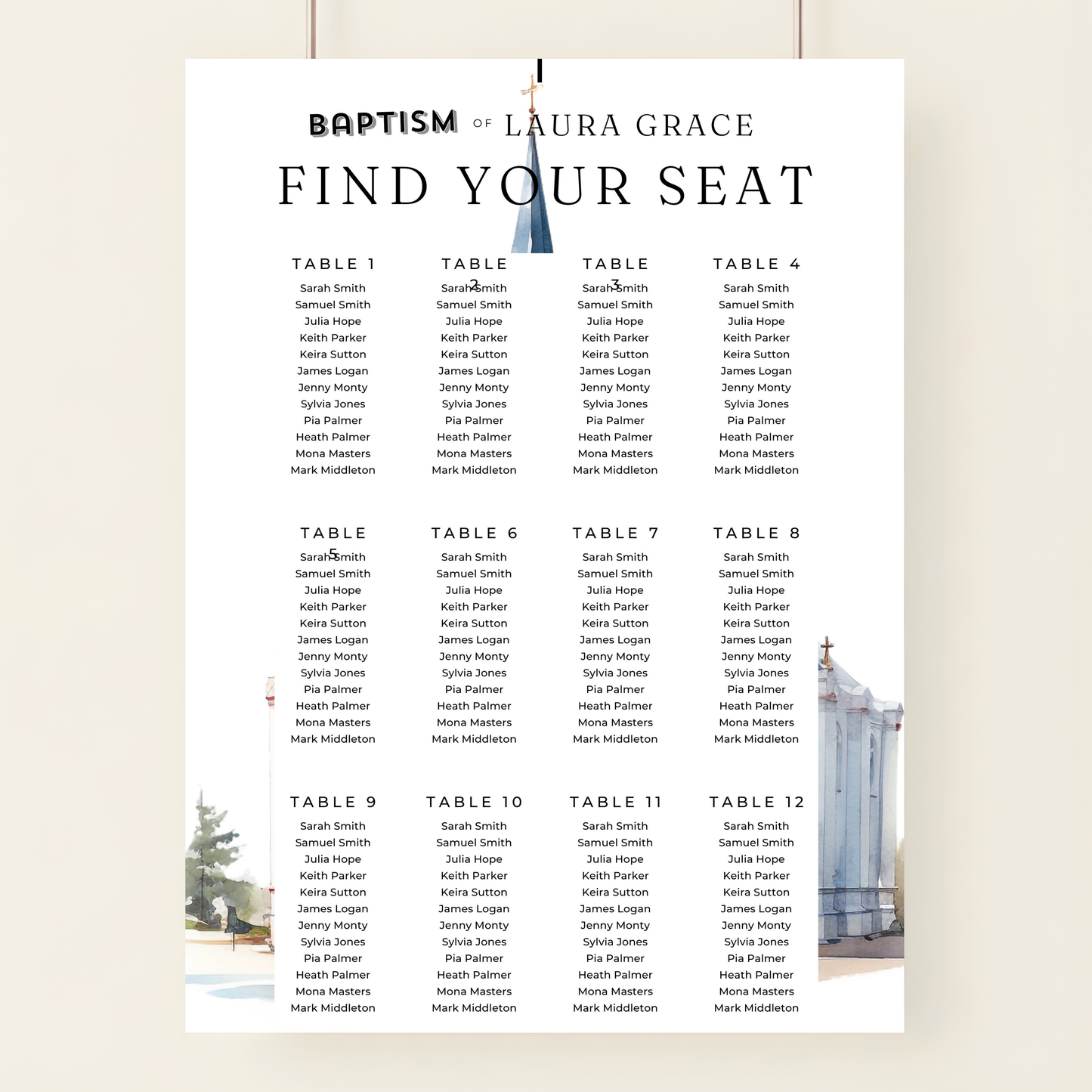 Baptism Seating Chart