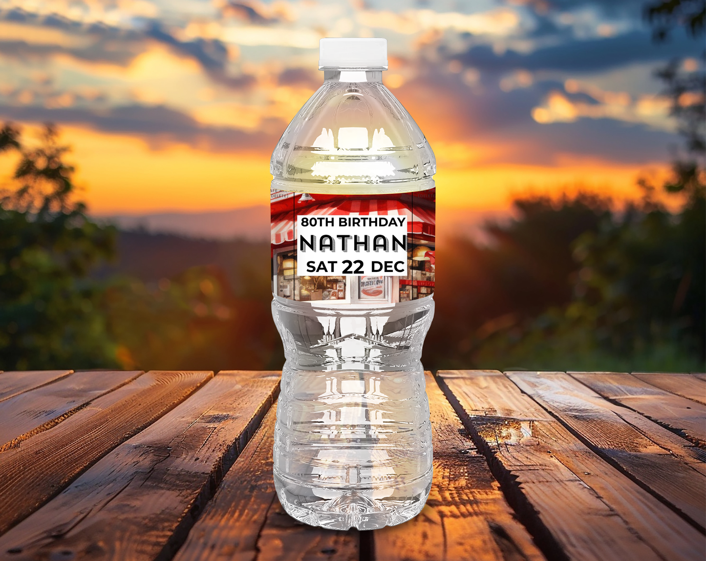 80th Birthday Water Bottle Label Male