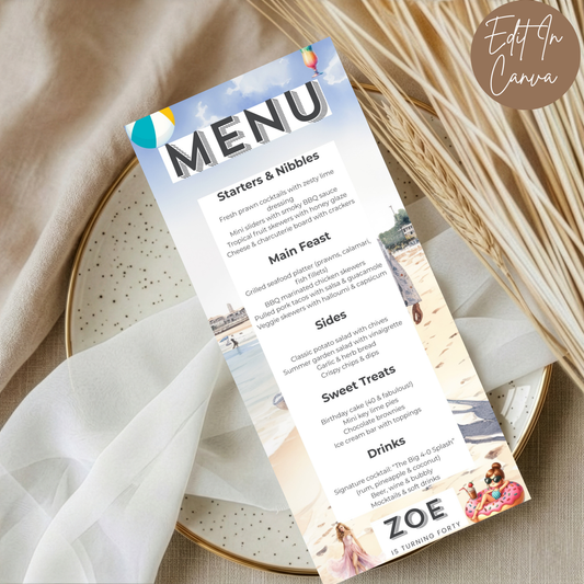 40th Birthday Menu