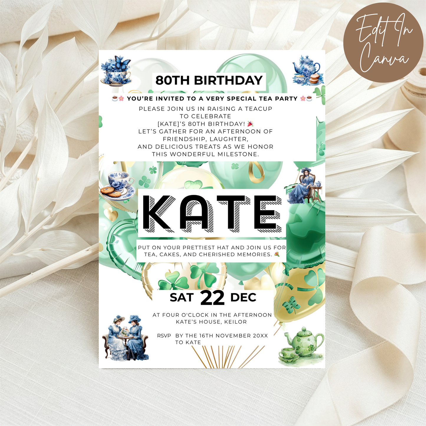 80th Birthday Invitation