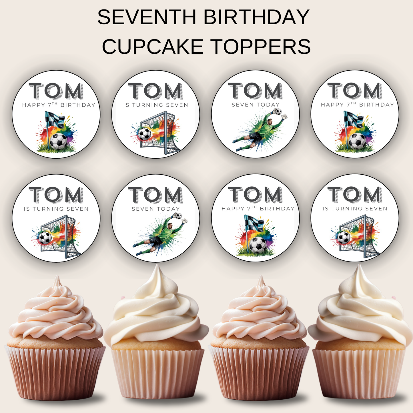 7th Birthday Cupcake Toppers Boy