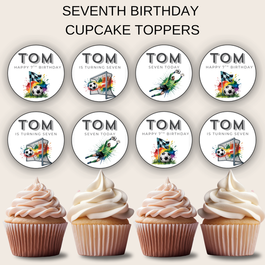 7th Birthday Cupcake Toppers Boy