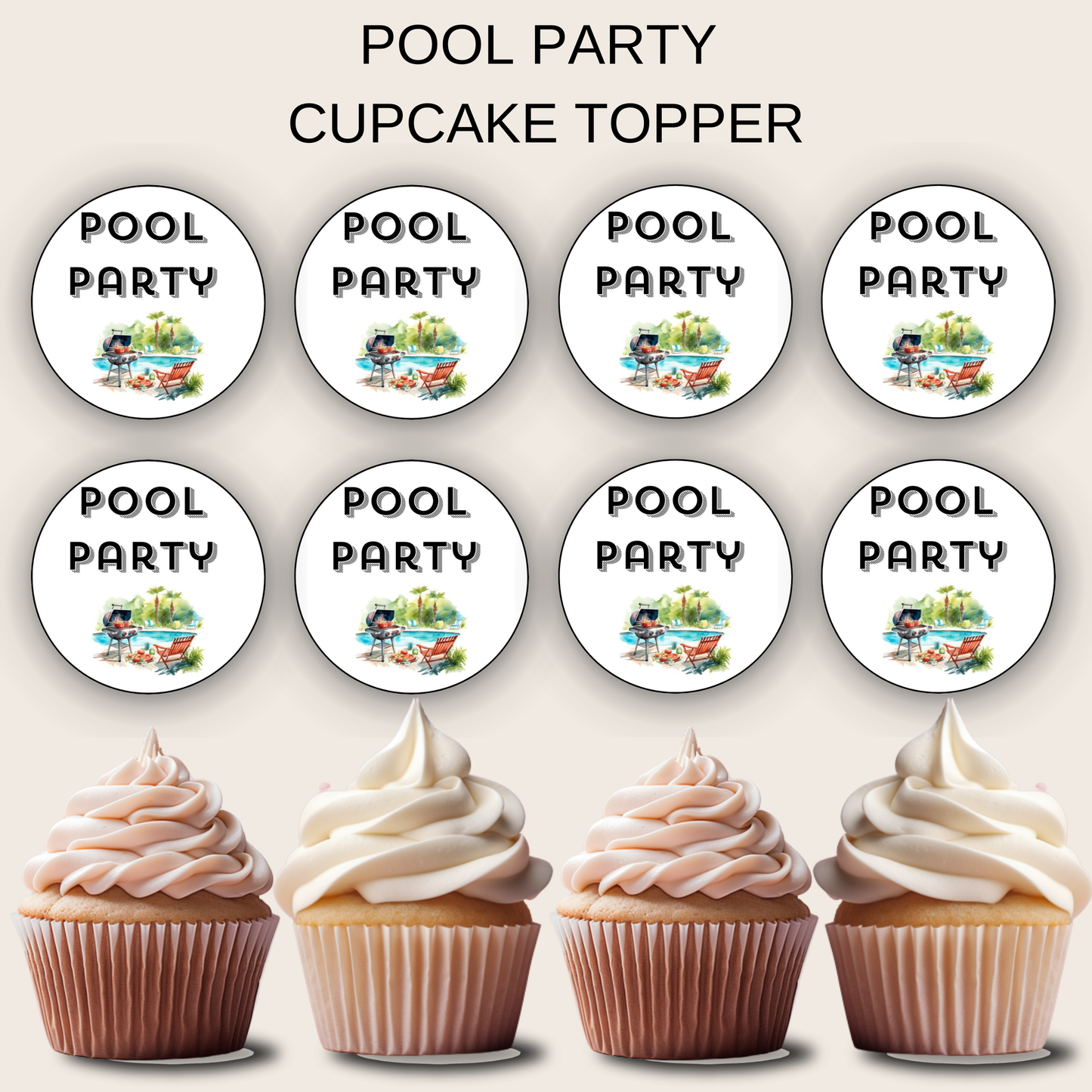 Pool Party Cupcake Topper