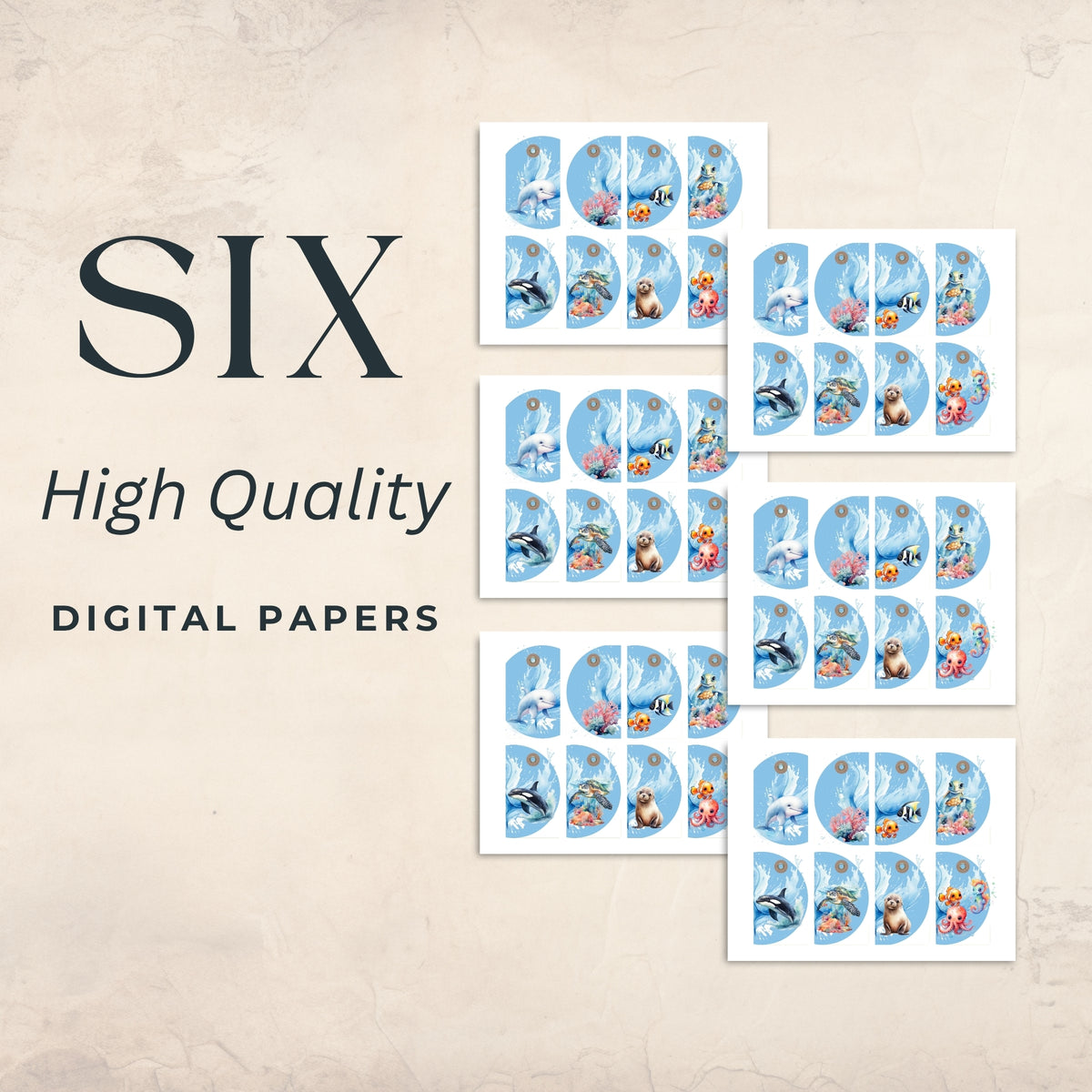 Eight Sea Animal Tags