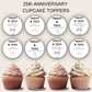 25th Anniversary Cupcake Toppers