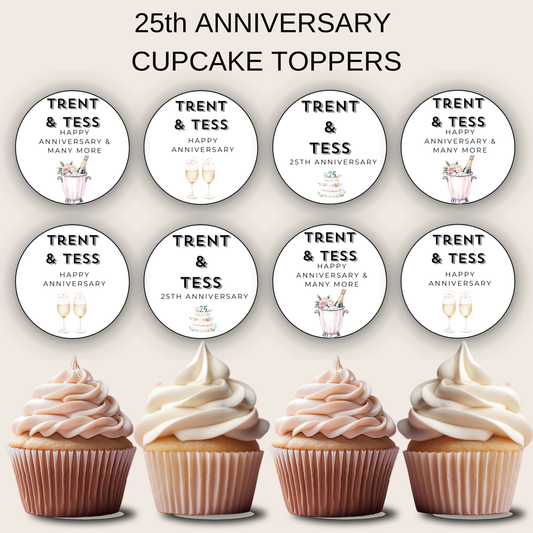 25th Anniversary Cupcake Toppers