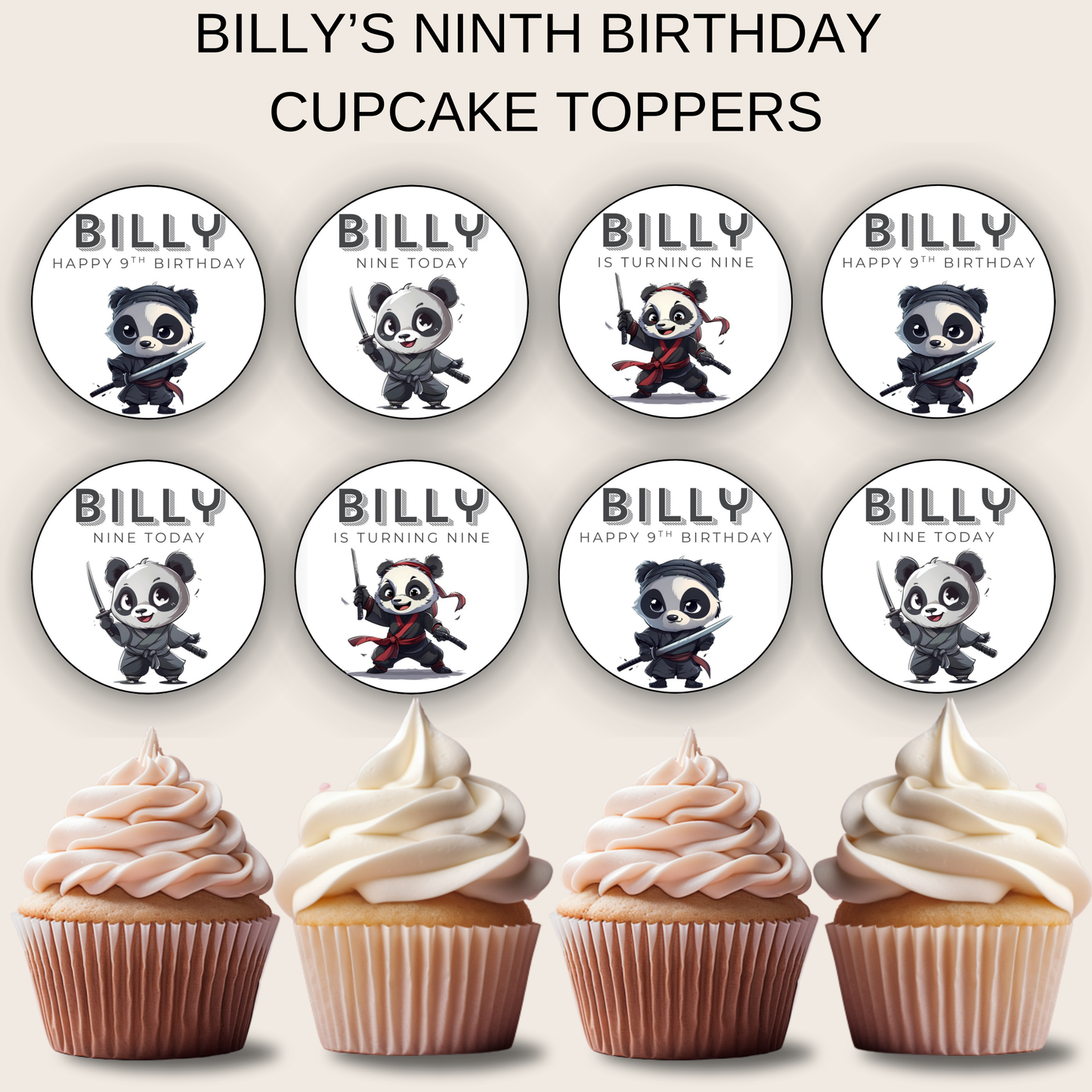 9th Birthday Cupcake Toppers Boy