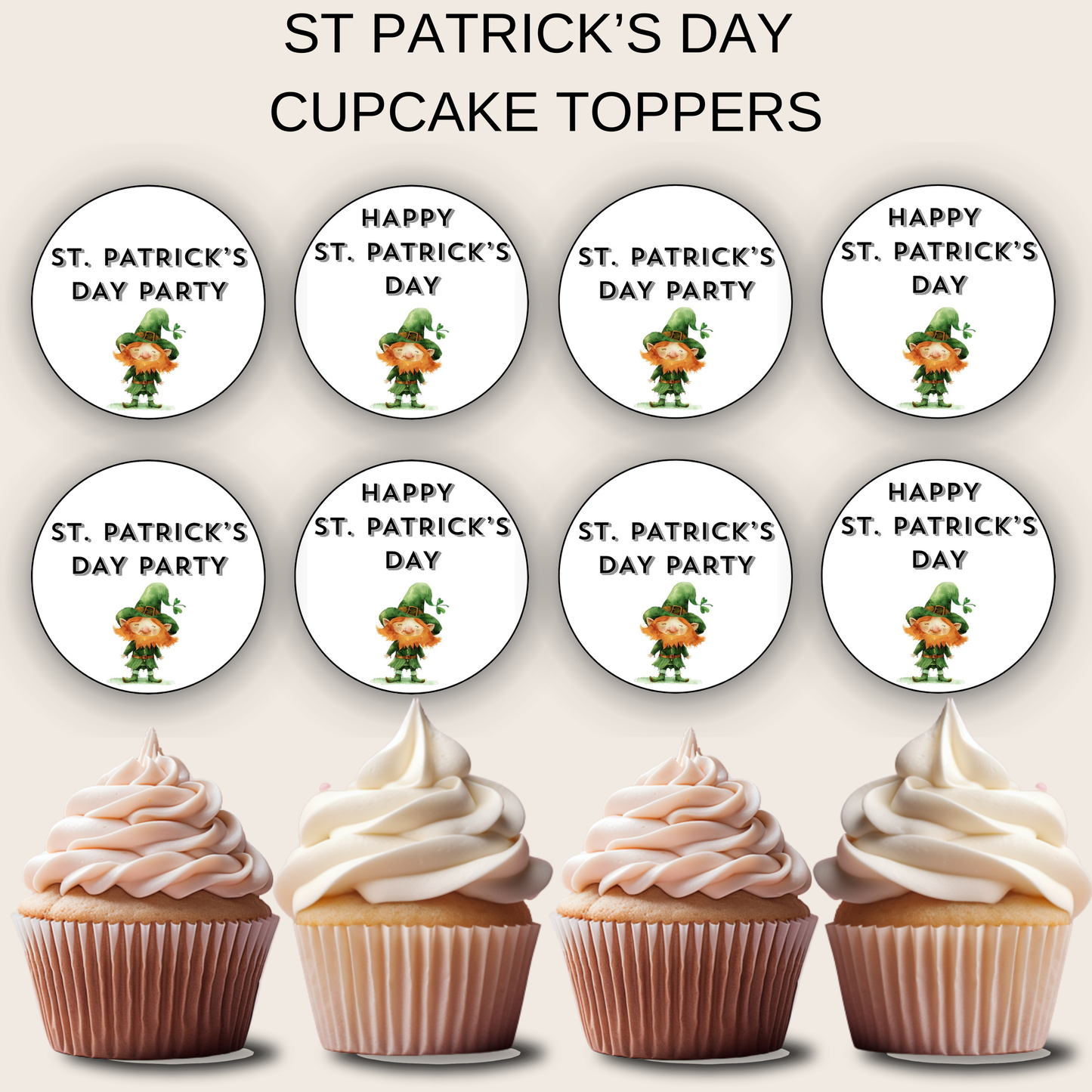 St Patrick's Day Cupcake Toppers
