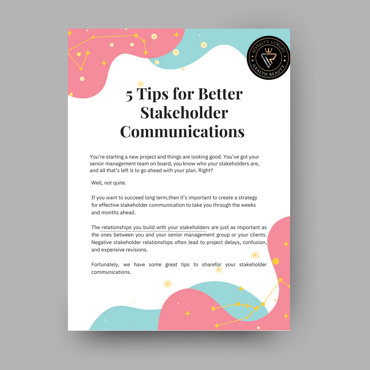 Five Tips For Better Stakeholder Communications