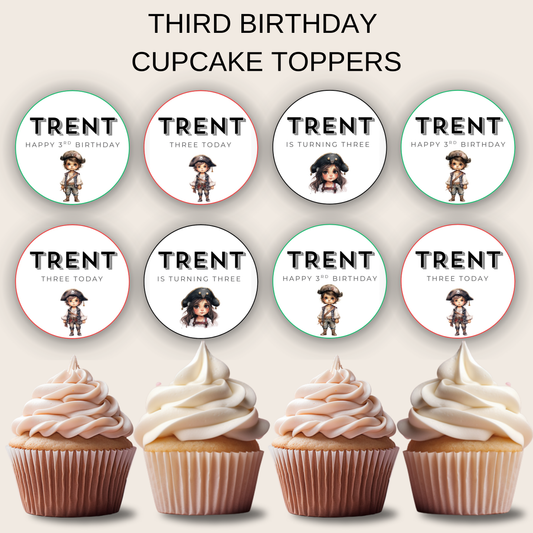 3rd Birthday Boy Cupcake Toppers