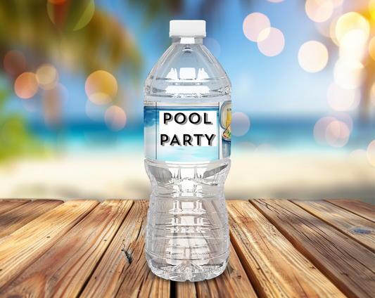Pool Party Water Bottle Label