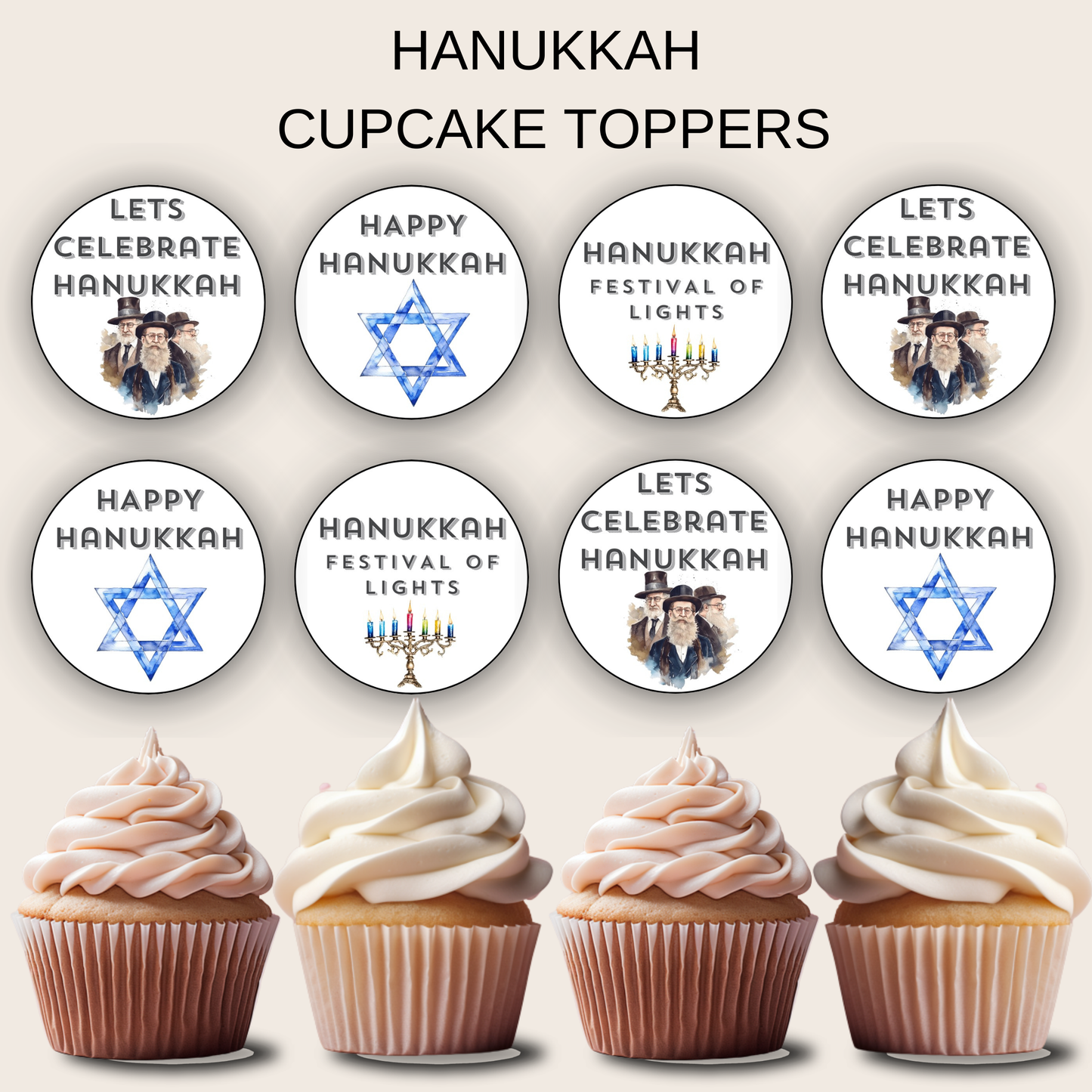 Hanukkah Cupcake Toppers