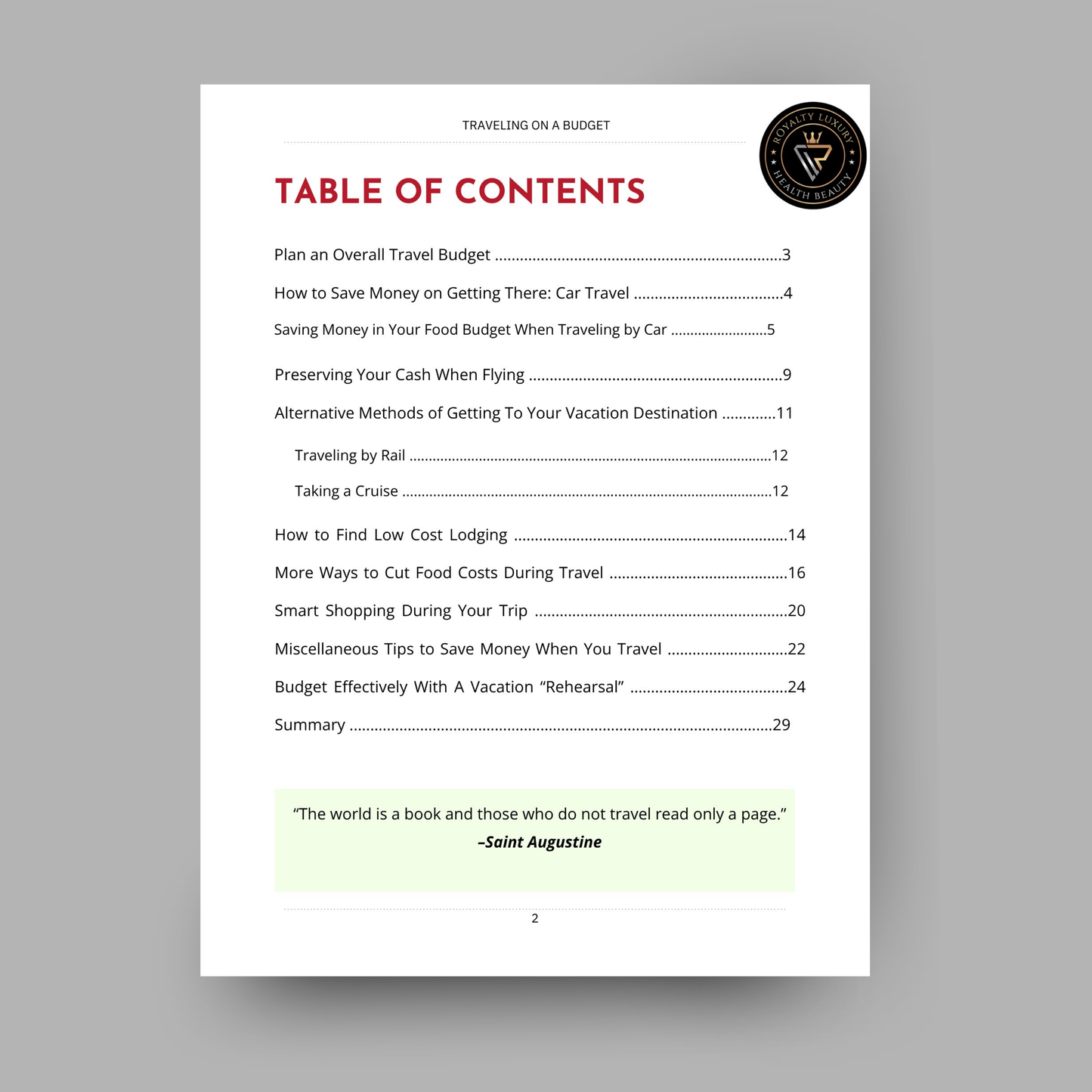 Travelling On A Budget Ebook