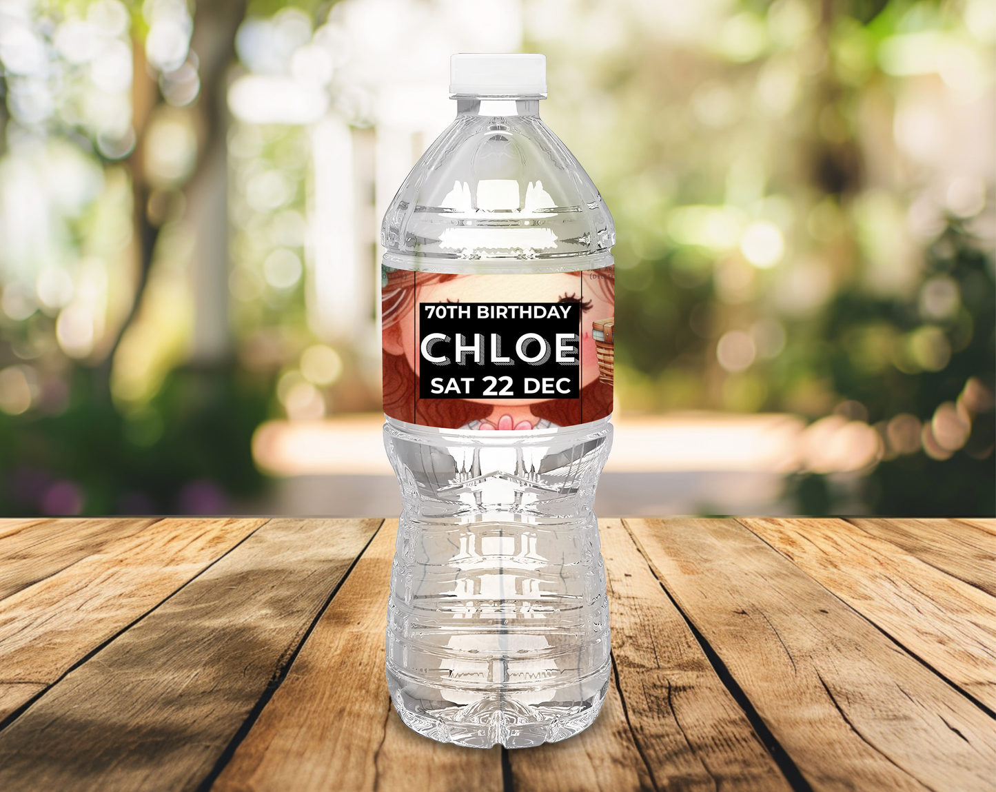 70th Birthday Water Bottle Label Female