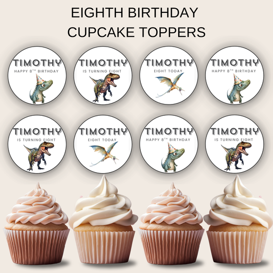 8th Birthday Cupcake Toppers Boy