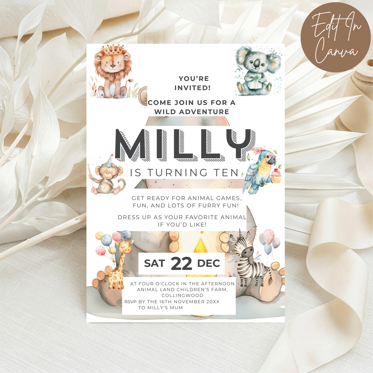 10th Birthday Invitation Female