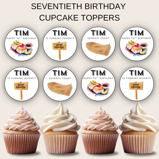 70th Birthday Cupcake Toppers Man