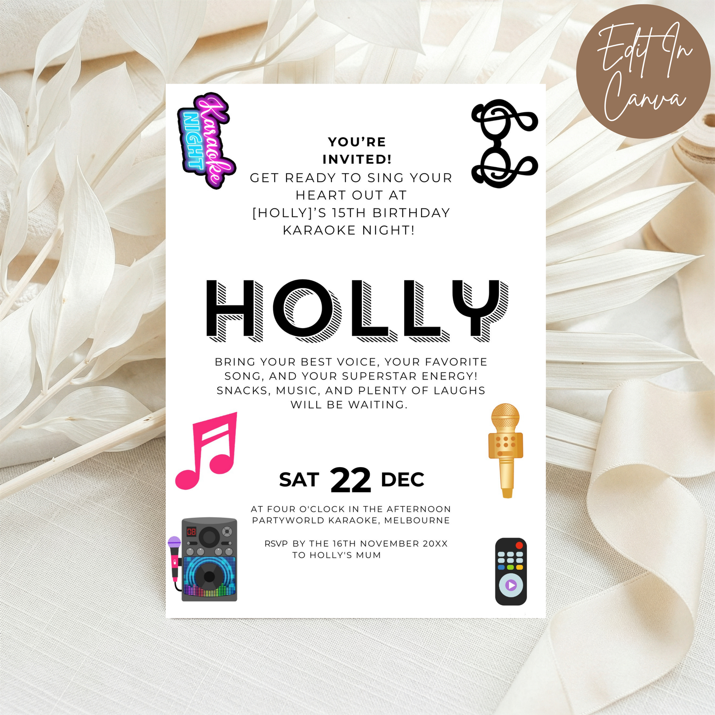 15th Birthday Invitation Female