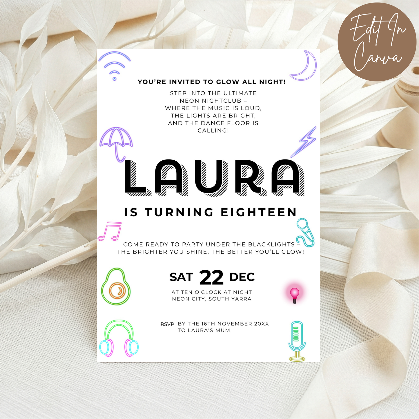18th Birthday Invitation Female