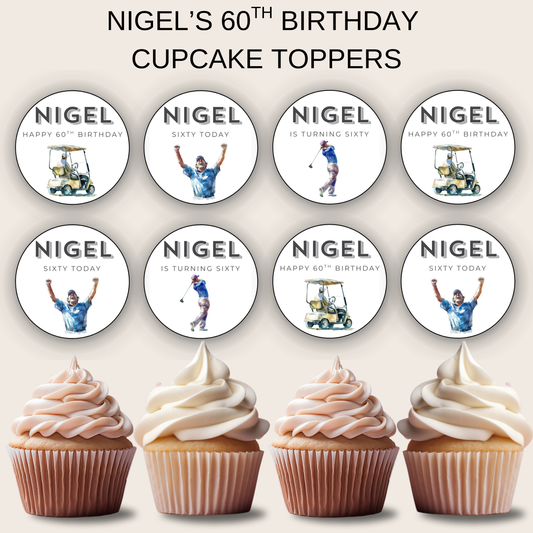 60th Birthday Cupcake Toppers Man