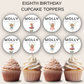 8th Birthday Cupcake Toppers Girl