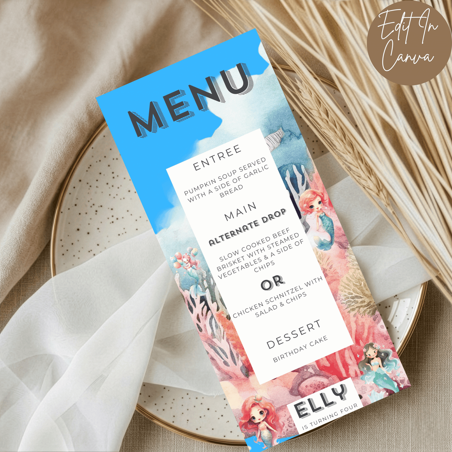4th Birthday Menu