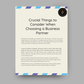 Crucial Things To Consider When Choosing A Business Partner
