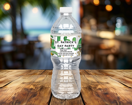 St Patricks Day Water Bottle Label