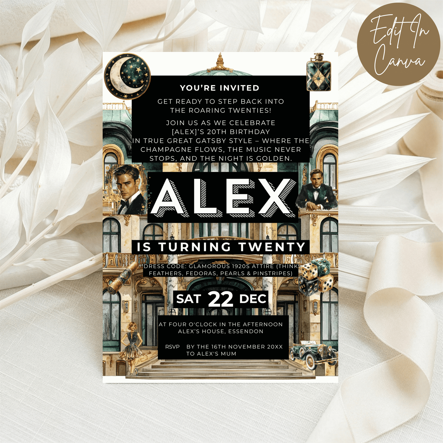 20th Birthday Invitation Male