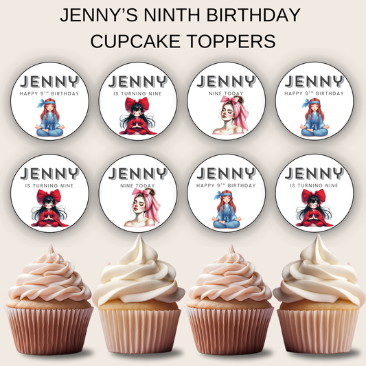 9th Birthday Cupcake Toppers Girl
