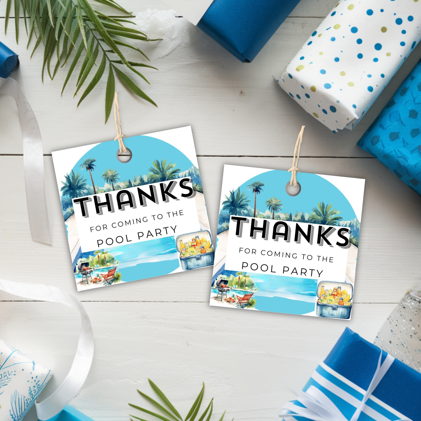 Pool Party Thank You Tags