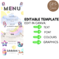 6th Birthday Menu
