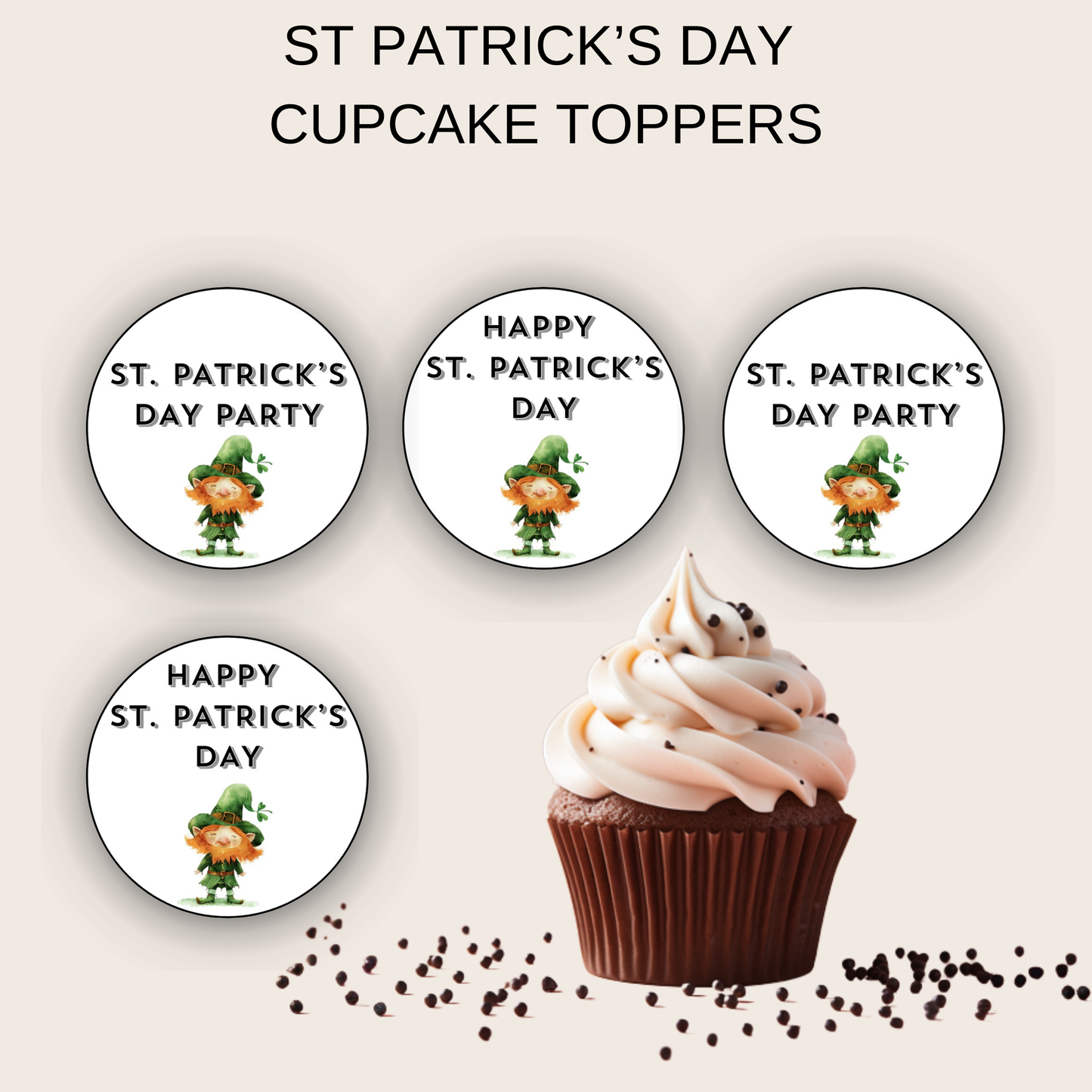 St Patrick's Day Cupcake Toppers