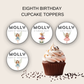 8th Birthday Cupcake Toppers Girl