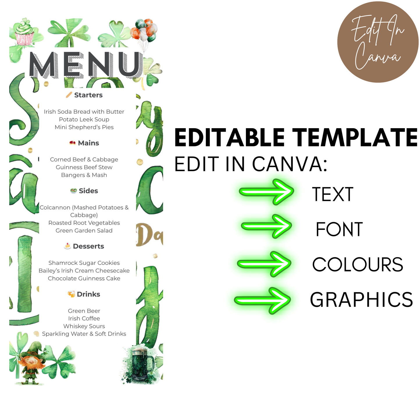 St Patricks Day Menu