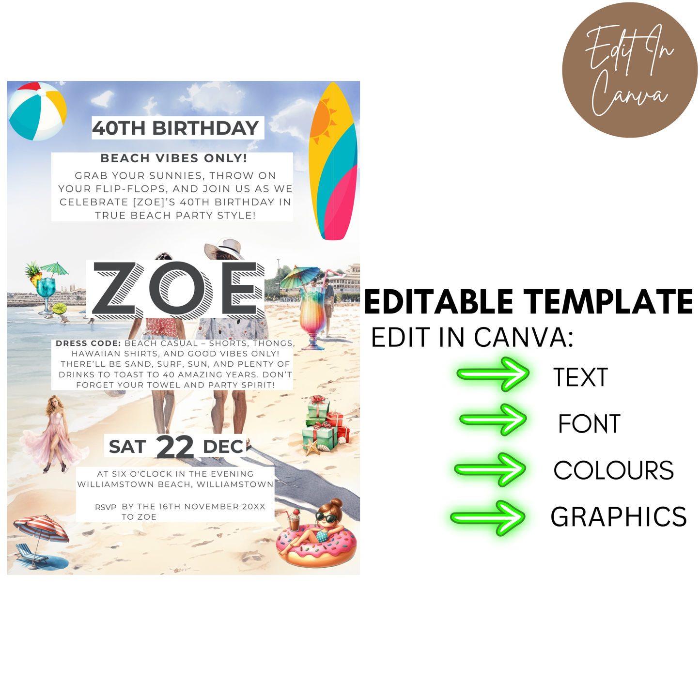 40th Birthday Invitation Female
