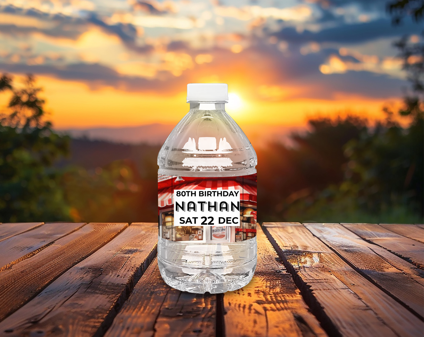 80th Birthday Water Bottle Label Male